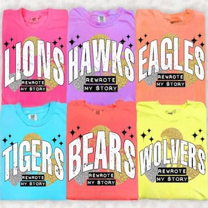 Mascot Bundle PNG, Digital Sublimation, Girl Sports, Game Day School, Glitter Colorful Checkered Print, Graphic Design, Sport Mascot Bundle