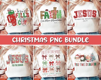Retro Christmas PNG Bundle, Jesus, Santa, Bows (Digital Download)