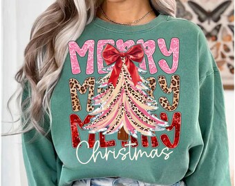 Merry Christmas Png, Christmas Tree Png, Christmas Bow Png, Merry And Bright Png,Retro Christmas Png, Brushstroke Png,Leopard Merry Tree Png