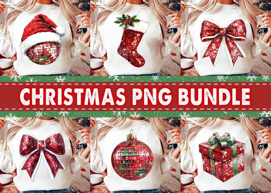 Christmas Png Bundle Christmas Glitter Sequin Png Christmas Coquette