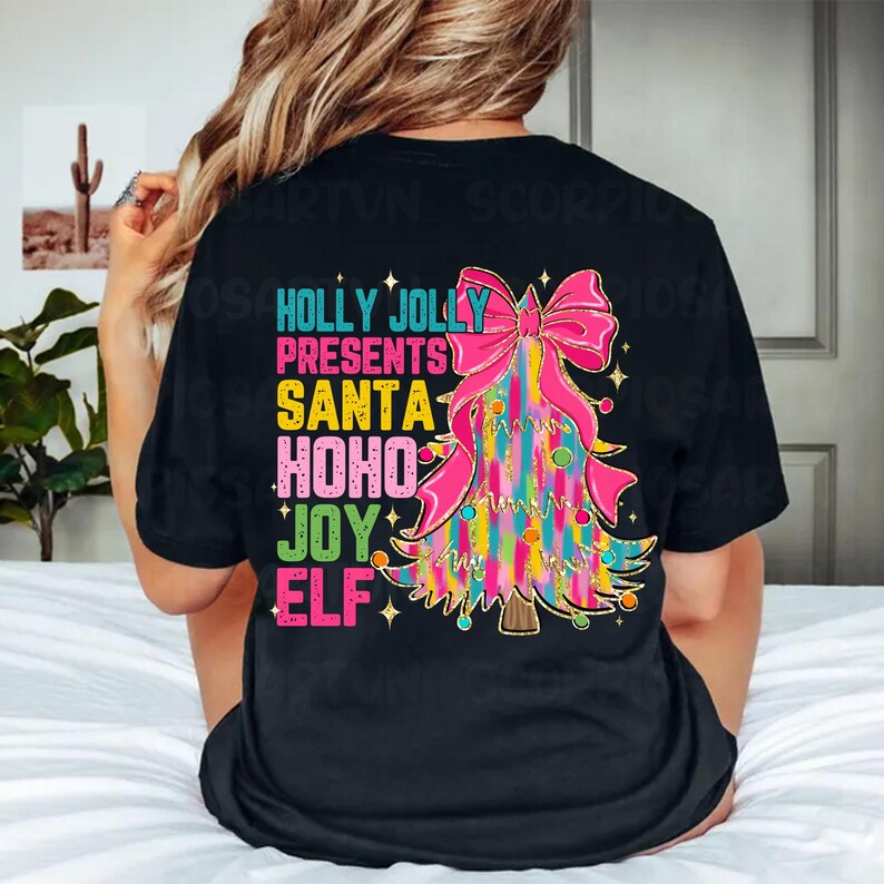 Pink Glitter Christmas Tree Coquette Png, Christmas Png, Colorful