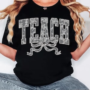 Lace Coquette Teach Png, Teacher Coquette Png, Lace Teacher PNG, Teacher Gift Png, Coquette Teach Shirt Design, Teach Varsity Sublimation