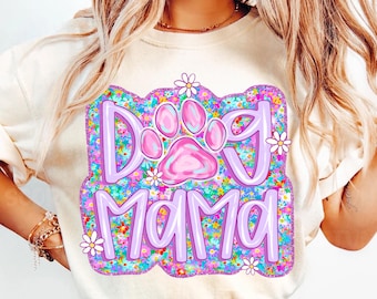 Dog Mama Png, Preppy Dog Mom Flower Png, Mama Png, Mom Life Png, Dog Coquette Png, Dog Mama Shirt Png, Dog Gifts, Gift for mother, Glitter