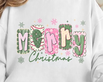 Merry Christmas Sublimation, Christmas Png, Coquette Christmas Png, Preppy Christmas Tree Png, Girly Christmas Png, Merry and Bright Png