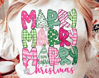 Merry Christmas Png, Christmas Png, Pink Christmas Png, Christmas Coquette Bow Png, Christmas Shirt Design, Merry and Bright Png