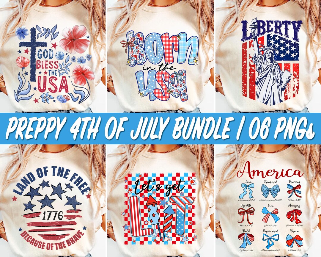 Preppy 4th of July Png Bundle, Floral USA Png, Christian America Png ...