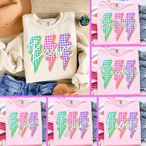 Mascot Preppy Bundle PNG, Digital Sublimation, Girl Sports, Game Day School, Colorful Checkered Print, Graphic Design, Girly Sport Bundle