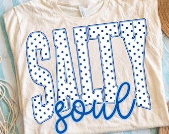 Salty Soul Polka Dot PNG, Design com Vibrações Retrô de Verão na Praia (Download Digital)