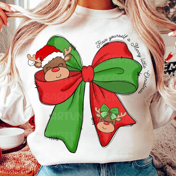 Coquette Christmas Reindeer Bow Png, Christmas Png, Merry Christmas Png, Christmas Coquette Bow Png, Cute Reindeer Png, Retro Christmas Png