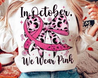 Breast Cancer Awareness Pink Ribbon PNG, October Design (Digital Download)