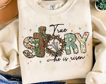 True story he is risen png, retro easter png, vintage easter png, Christian easter png, easter coquette png, easter png, bible verse png