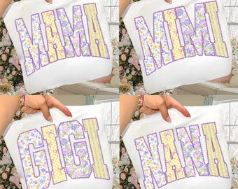 Mama Spring Floral PNG Bundle, Retro Doodles (Digital Download)
