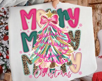 Merry Christmas Png,Christmas Png,Christmas Coquette Bow Png,Glitter Christmas Tree Coquette Png, Leopard Christmas Png,Merry and Bright Png