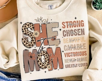 She Is Mom Png, Retro Mom Png, Christian Png, Mom Life Png, Floral Mom Png, Bible Verses Png, She Is Strong Png, Mother Day Gift, Hand drawn