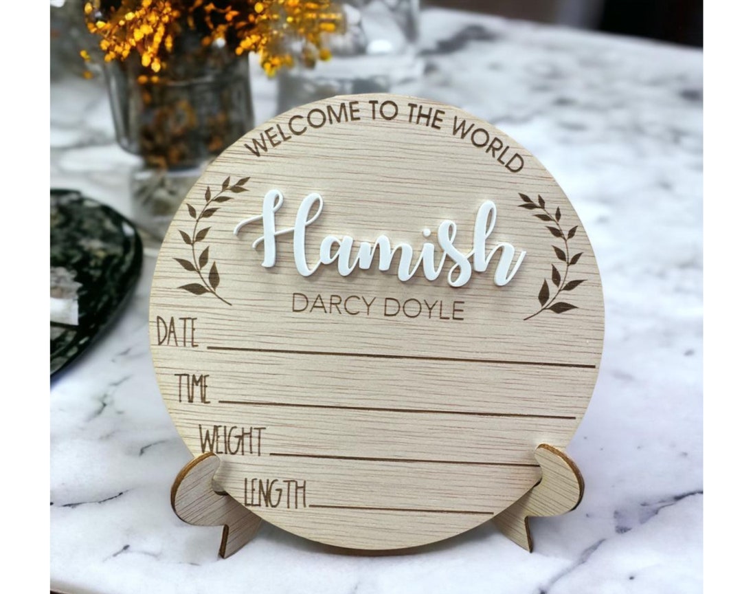 Birth Announcement Sign | Personalised Baby Plaque | Newborn Gift ...