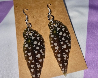 Heart Begonia Maculata Leaf Earrings
