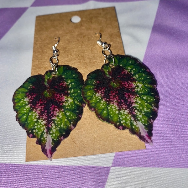 Begonia Rex Leaf Earrings