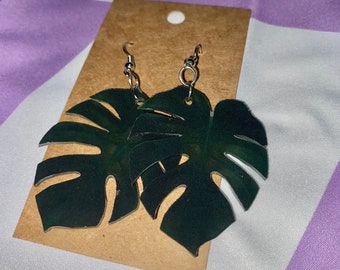 Monstera Leaf Earrings