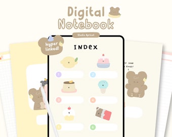 Cute Beige Digital Notebook | Goodnotes Planner | iPad Notebook | Hyperlinked Notebook | Kawaii Digital Notebook | Note taking templates