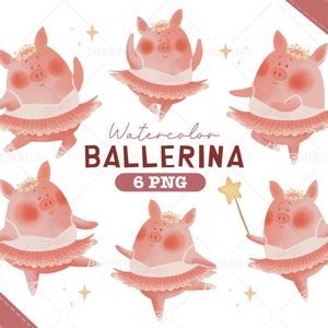 Ballerina Pig digital Download for dance lover love ballet Clip art svg Png for teacher learning tool prints for Scrapbook for party theme image 1