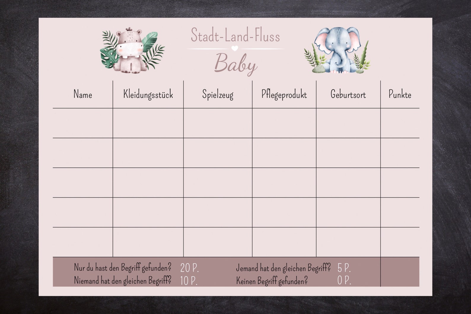 Stadt Land Fluss BABY / Babyparty/ Partyspiel / - Etsy