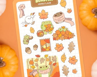 Cozy Herbst Stickerbogen | Blätter Sticker, Natur Sticker & Autumn Deko für Journal