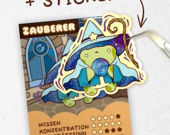 Zauberer Sticker Sammelkarte – D&D Pen und Paper RPG Geschenk für Gamer, Nerds y Fantasy Fans – Wizard Sticker for Rollenspiel Mitspieler