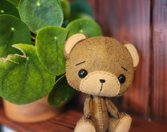 OOAK handmade wool brown bear bookshelf buddy