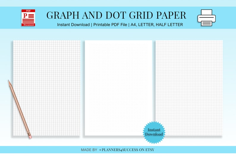 Printable Graph and Grid Paper 4x4 5x5 School Supplies Etsy UK