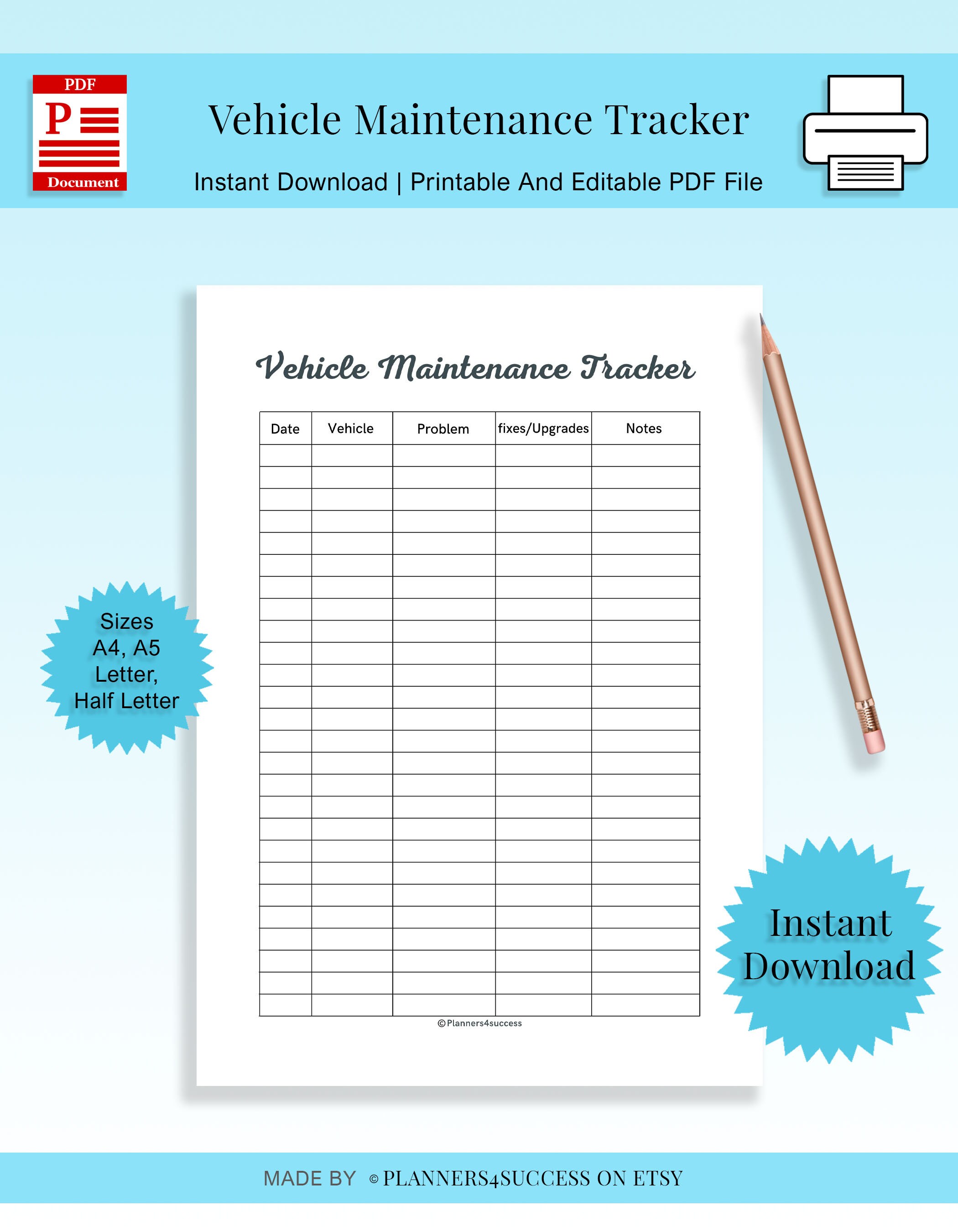 Printable Vehicle Maintenance Log Book Editable Planner Etsy Printable Vehicle Maintenance Log Book Editable Planner Etsy