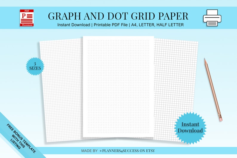 Printable Graph and Grid Paper 4x4 5x5 School Supplies Etsy UK
