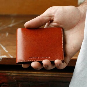 Kangaroo Leather Slim Wallet, Minimalist, Australian, Sustainable, Tan, Handmade, Billfold Wallet, Leather Wallet, Personalized