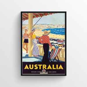 Australië 1929 Poster / Newyork Travel Print / Travel Print / Retro Travel Poster / Australië Poster / Wall Travel Art Print/Art Travel