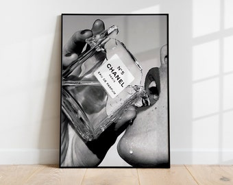 Woman Drinking Perfume Poster | Fashion Art Photo Print | Luxury Fashion Print | Feminist Poster | Fashion Wall Art | Woman  Bedroom Print