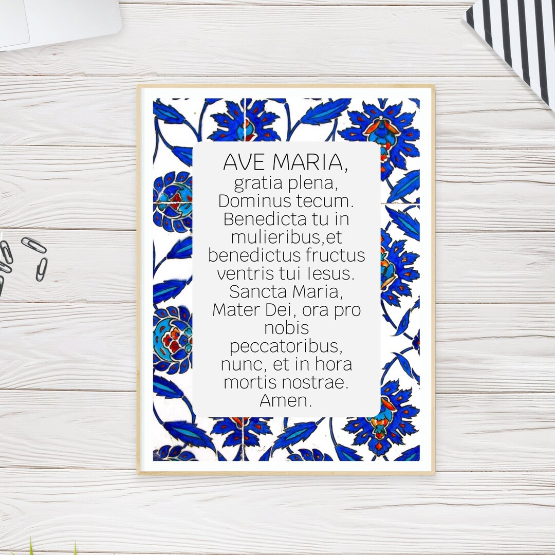 Hail Mary Prayer in Latin, Ave Maria Gratia Plena, Instant Download ...