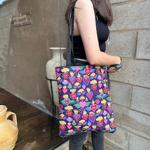 Maßgeschneiderte Baumwollstofftasche mit mexikanischen Vibes, einzigartige Alltagstasche mit Innentasche – personalisierte Baumwollstofftasche