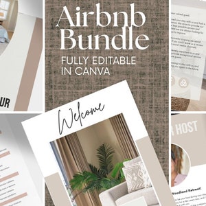 Editable Airbnb Templates | Stylish Canva Designs. Airbnb Welcome Book Template,  Airbnb House Guide Canva, Airbnb Guidebook