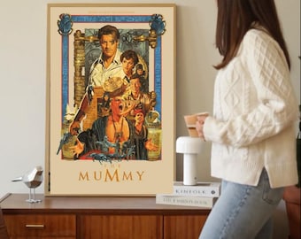vintage the mummy poster classic horror movie art print retro wall decor