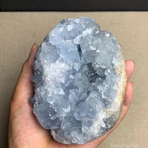 Natural Celestite Cluster, Blue Crystals Celestite Geode, Large Raw Celestite Cluster, Degaussing Celestine Geode