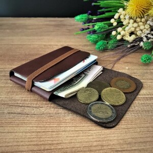 Leather Wallet, Men's Card Case with Initial Engraving, MINI Personalized Wallet