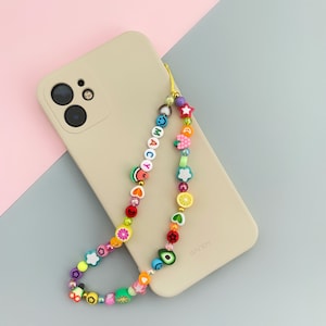 Custom word colorful fruit phone strap inspired by 90s