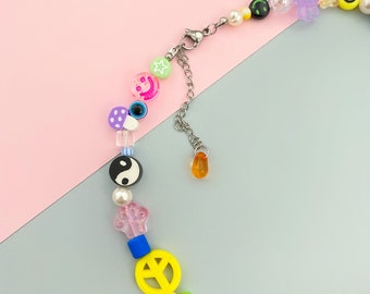 Mismatch Funky Bright Colorful Beaded Necklace Inspired by