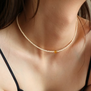 Citrine crystal and seed bead necklace November birthstone necklace