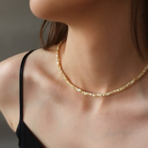 Brown mother of pearl heishi necklace