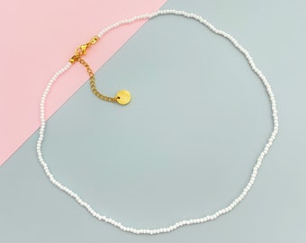 Custom color dainty seed bead necklace, Sweet gift for sister, friend or yourself