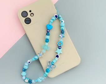 Blue beaded phone strap charm