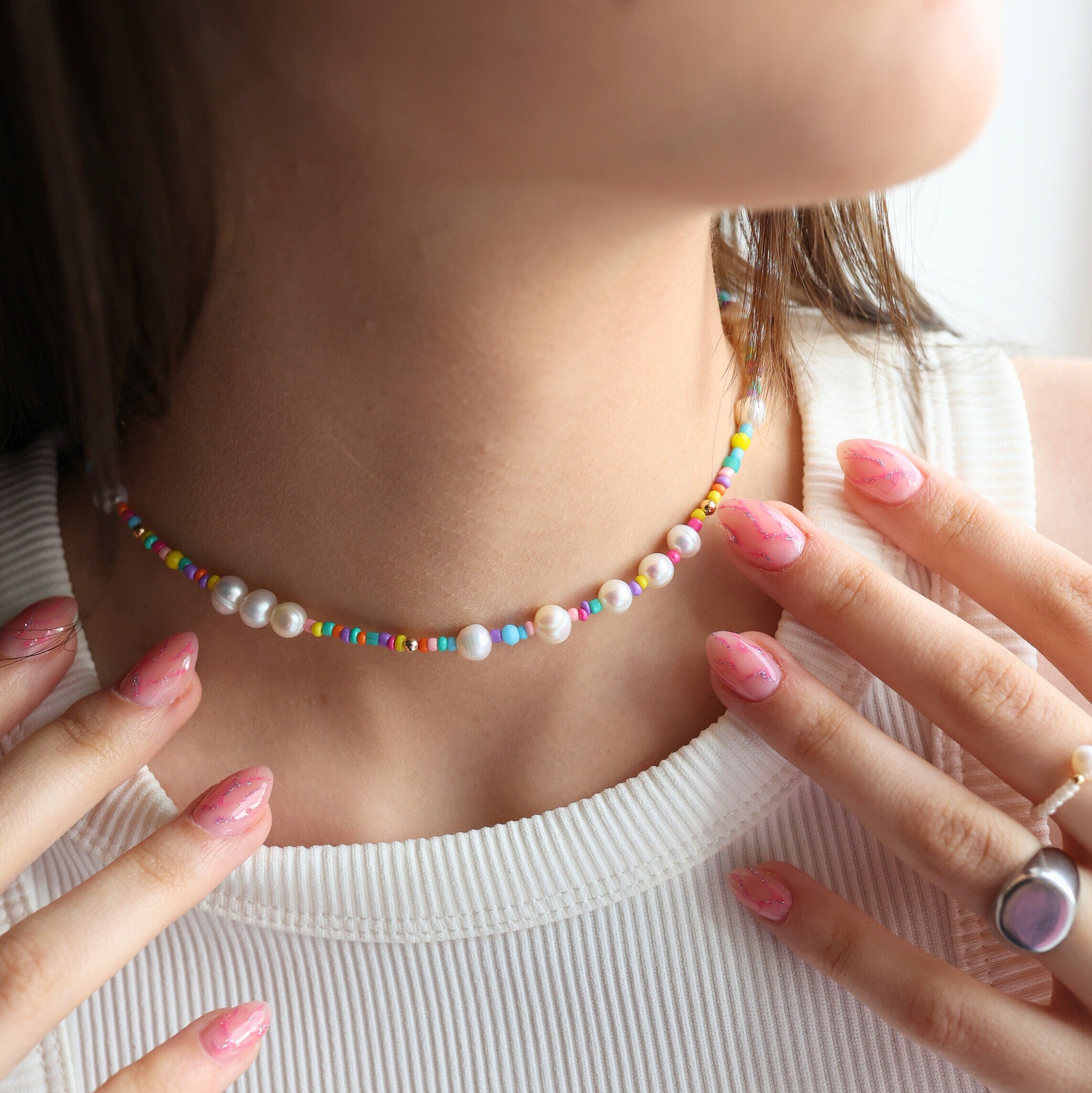 ☆【VINTAGE HOLLYWOOD】☆Rainbow Beads n Pearl Necklac.e☆ il_340x270.4836329227_2yvl.jpg