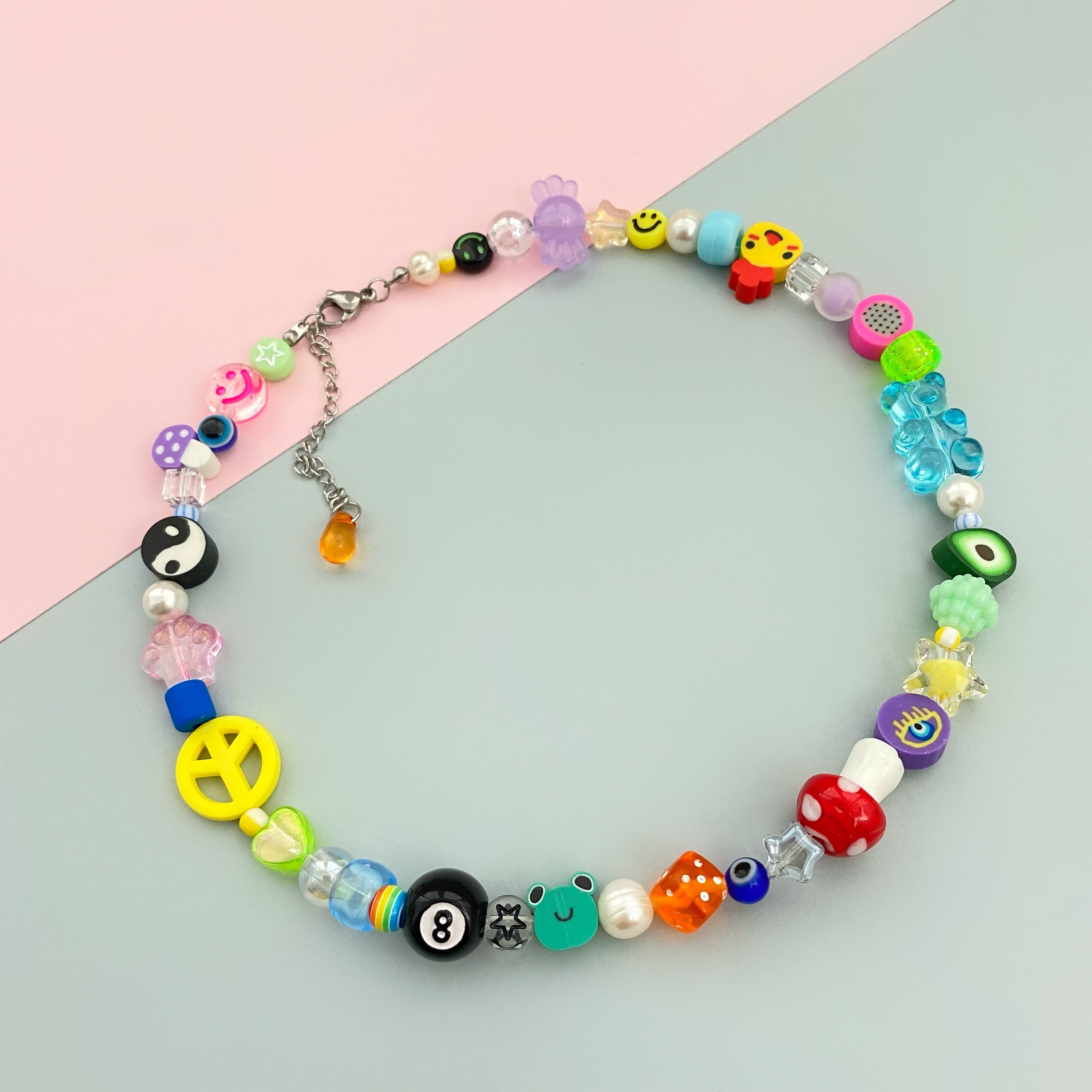 VVV☆SUMMER MIX SMILE BEADS NECKLACE The Smiley Sky Necklace | Bead Necklace | Unisex Beaded