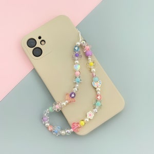 Pastel colorful different beads phone strap inspired by 90s