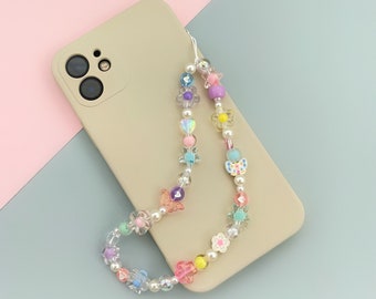 Pastel colorful different beads phone strap inspired by 90s
